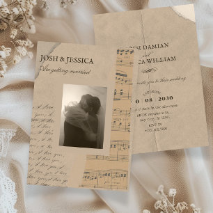 Vintage pappers estetisk foto bröllop inbjudningar