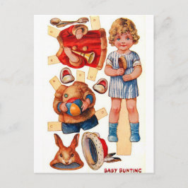 Vintage Pappersdocka Little Baby Bunting Postkort Vykort