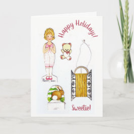 Vintage Pappersdocka Vinterkul ⛸ Högtid Snyggt Helgkort