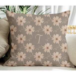 Vintage Pappert Blommönster Monogram Kudde