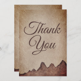 Vintage, pappra brunbruna berg bröllop tack kort