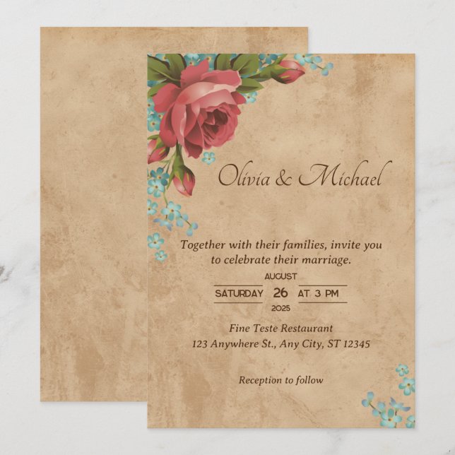 Vintage Pappra fartyg Bröllop Inbjudningar (Fram/baksida)