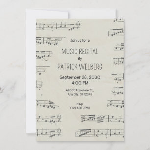 Vintage papprare musik noter inbjudningar