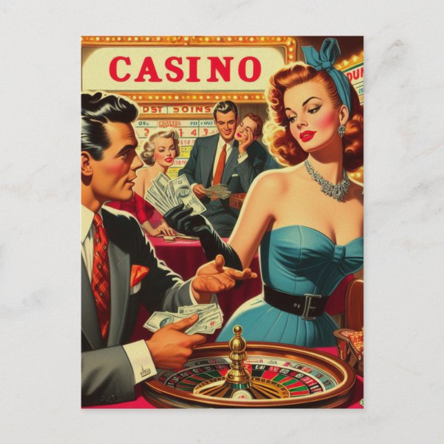 Vintage par Casino Illustration Vykort (Framsida)