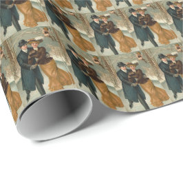 Vintage par fjällning presentpapper