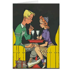 Vintage par med Soda Hälsningskort
