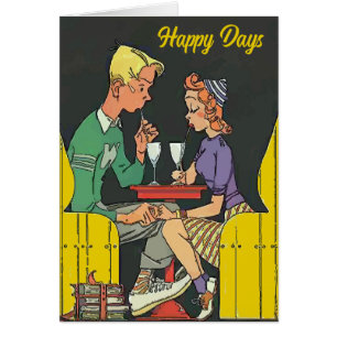 Vintage par med Soda Hälsningskort