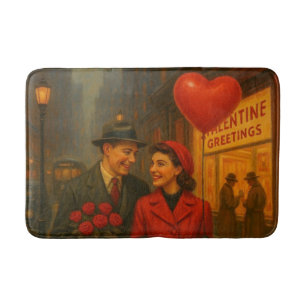 Vintage par på valentin dagen badrumsmatta