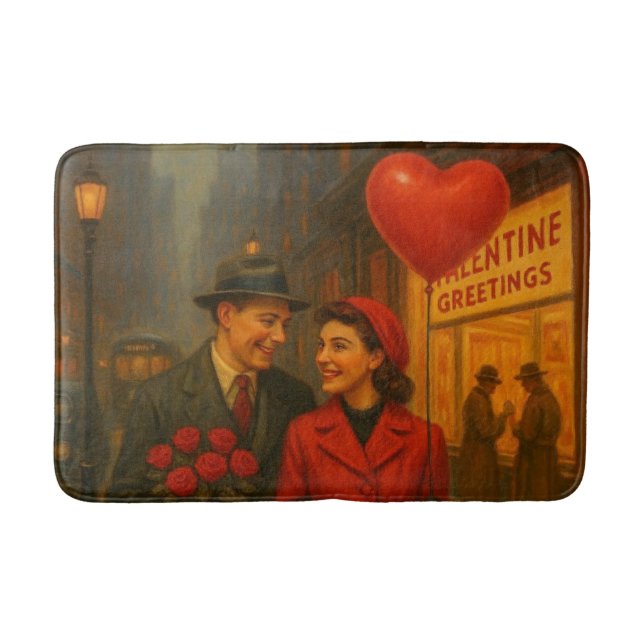 Vintage par på valentin dagen badrumsmatta (Framsidan)
