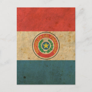 Vintage Paraguay Flagga Vykort