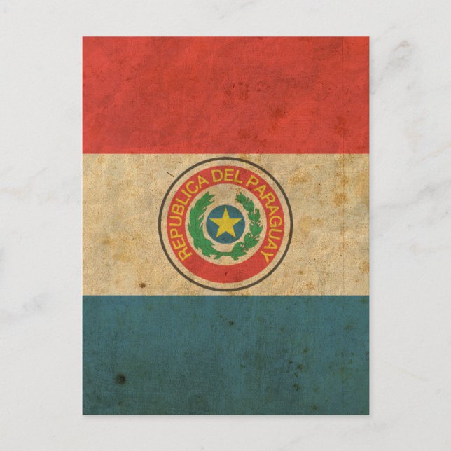 Vintage Paraguay Flagga Vykort (Framsida)