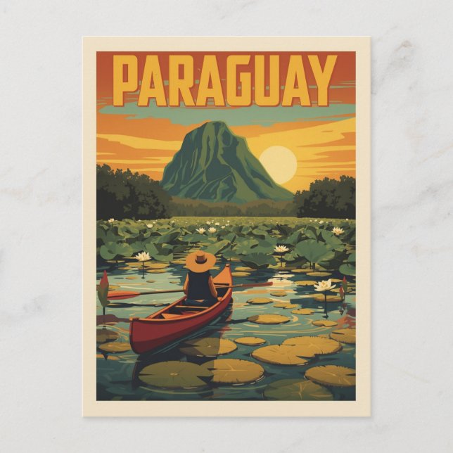 Vintage Paraguay Travel Poster Nature Lake Vykort (Framsida)