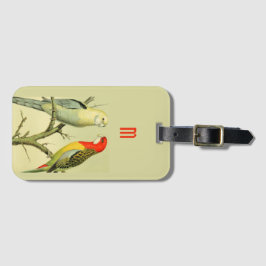 Vintage parakeets - monogrammad bagagebricka