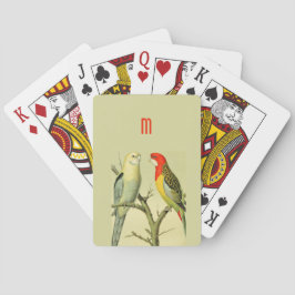 Vintage parakeets - monogrammad casinokort