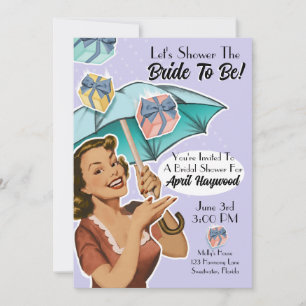 Vintage Paraplla Stil Shower Party Inbjudan-Violet Inbjudningar