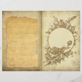 Vintage Parchment Blommigt Ephemera Scrapbook Papp