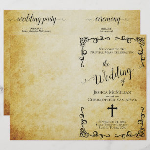 Vintage Parchment Catholiskt Bröllopsprogram