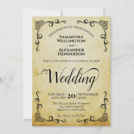 Vintage Parchment Elegant Calligraphy Bröllop Inbjudningar