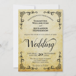 Vintage Parchment Elegant Calligraphy Bröllop Inbjudningar