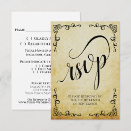 Vintage Parchment Elegant Calligraphy Bröllop OSA Kort