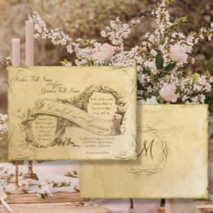 Vintage Parchment Elegant Script Tea Bröllop Inbjudningar