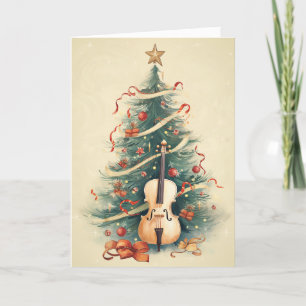 Vintage Parchment Julgran och Cello Helgkort