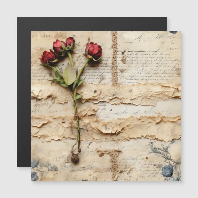 Vintage Parchment Kärlek Brev med blommor (2) (Fram/baksida)