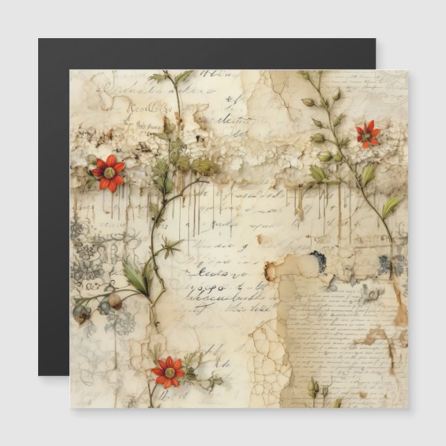 Vintage Parchment Kärlek Brev med blommor (6) (Fram/baksida)