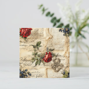 Vintage Parchment Kärlek Brev med blommor (9)