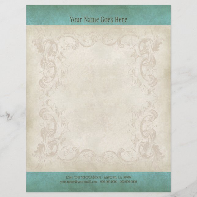 Vintage Parchment Letterhead Återuppta Pappert (Framsida)