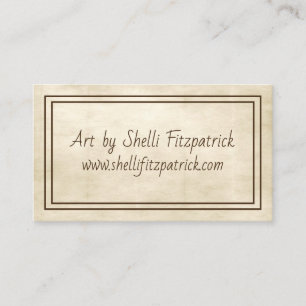 Vintage Parchment Minimal Dubbla Ram Artist Visitkort