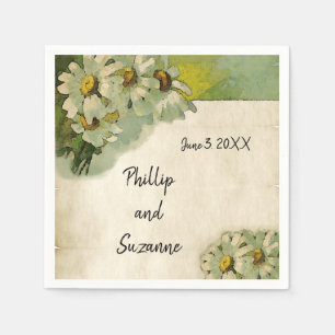 Vintage Parchment och Daisy Bröllop tema Pappersservett
