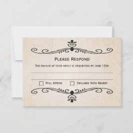 Vintage Parchment OSA Response Bröllop Card