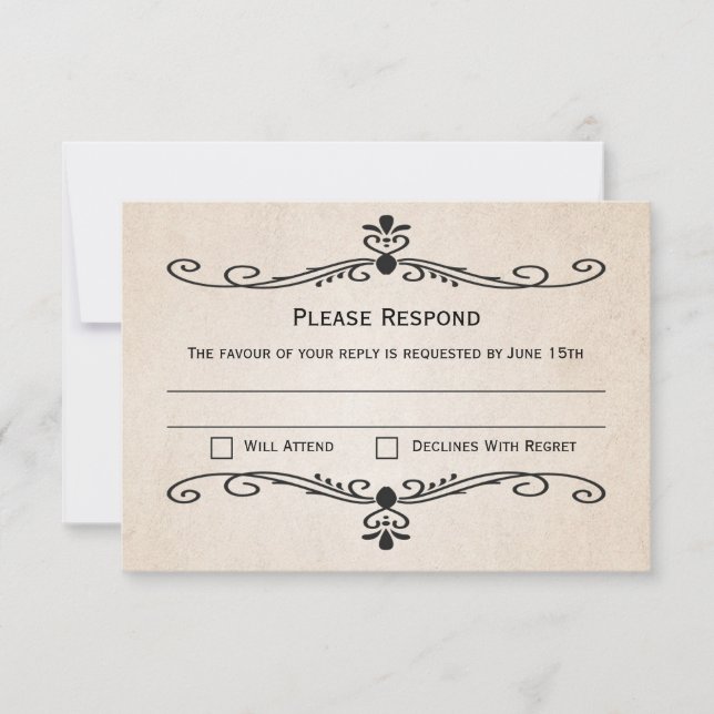 Vintage Parchment OSA Response Bröllop Card (Framsida)