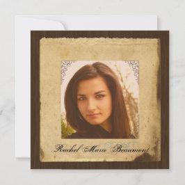 Vintage Parchment Papprare Photo Studenten Inbjudningar