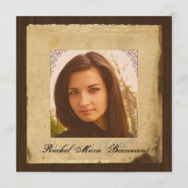 Vintage Parchment Papprare Photo Studenten Inbjudningar