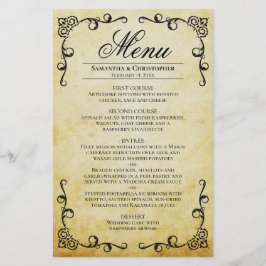 Vintage Parchment & Scrollss Budget Bröllop Menu