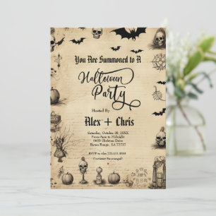 Vintage Parchment Vuxen Gothic Halloween fest Inbjudningar