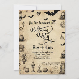 Vintage Parchment Vuxen Gothic Halloween fest Inbjudningar