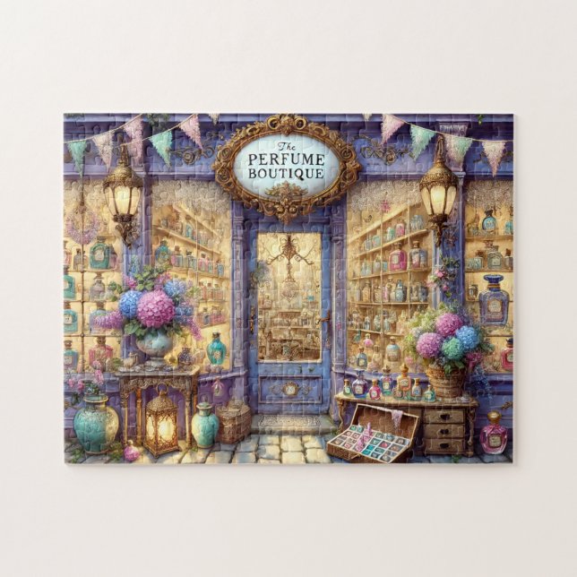 Vintage Parfym Boutique Doftbutik Konst Pussel (Horisontell)
