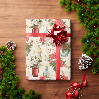 Vintage parfym flaskor blommigt jul presentpapper