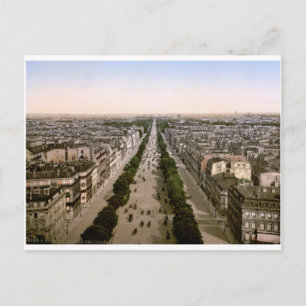 Vintage Paris, Avenue des Champs-Élysées panorama Vykort