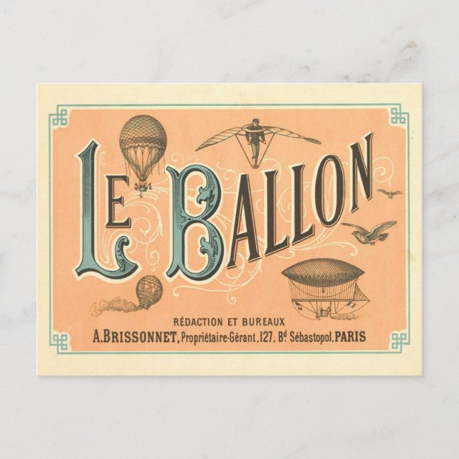 Vintage Paris Ballon-vykort Vykort (Framsida)