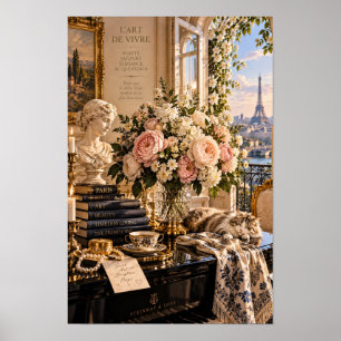 Vintage Paris Blommig Väggkonst