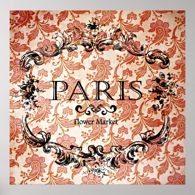 Vintage Paris Blommigt Poster (Framsidan)