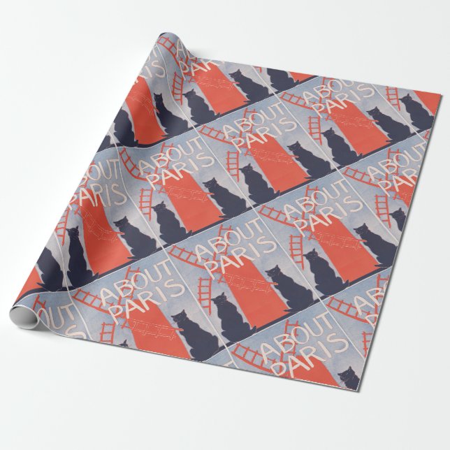 Vintage Paris Bok Cover Presentpapper (Utrullad)