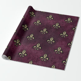 Vintage Paris Burgunder och Guld Fleur de Lis Presentpapper