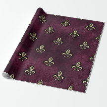 Vintage Paris Burgundy och Guld Fleur de Lis