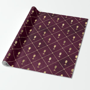 Vintage Paris Burgundy och Guld Grunge Vin Presentpapper