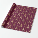 Vintage Paris Burgundy Red och Guld Eiffel Torn Presentpapper<br><div class="desc">Paris vintage grunge burgundy och guld eiffel torn mönster inslagning papprare.</div>